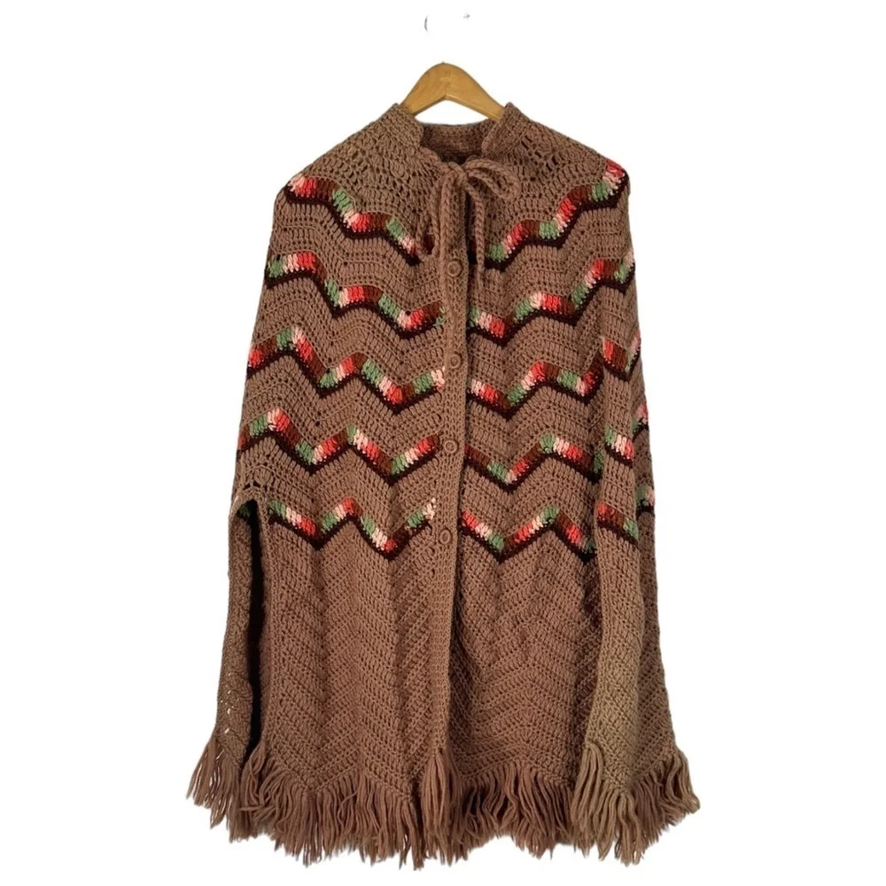 Handmade Crochet Poncho Cape Size M/L